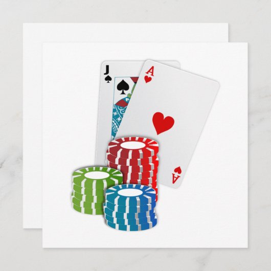 Blackjack met Poker Chips Kaart (Voorkant / Achterkant)