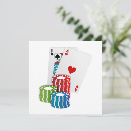 Blackjack met Poker Chips Kaart (Staand voorkant)