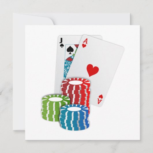 Blackjack met Poker Chips Kaart (Voorkant)