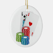 Blackjack met Poker Chips Keramisch Ornament (Rechts)