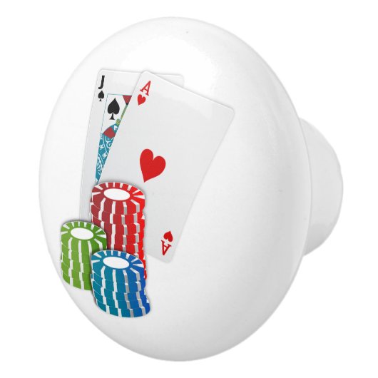 Blackjack met Poker Chips Keramische Knop (Rechts)