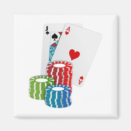 Blackjack met Poker Chips Magneet (Voorkant)
