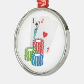 Blackjack met Poker Chips Metalen Ornament (Links)
