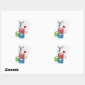 Blackjack met Poker Chips Ovale Sticker (Vel)