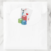 Blackjack met Poker Chips Ovale Sticker (Tas)