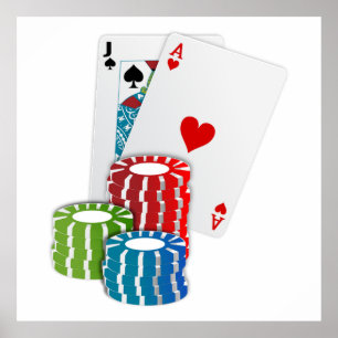 Blackjack met Poker Chips Poster