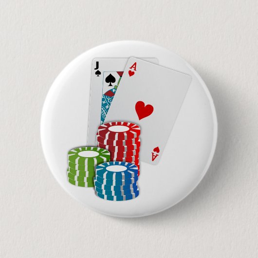 Blackjack met Poker Chips Ronde Button 5,7 Cm (Voorkant)