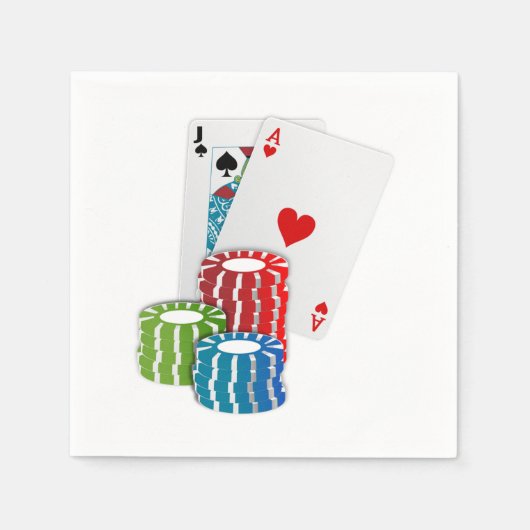 Blackjack met Poker Chips Servet (Voorkant)