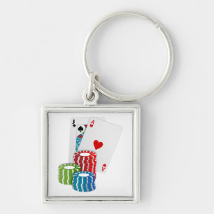 Blackjack met Poker Chips Sleutelhanger
