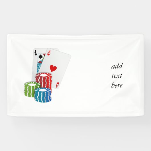 Blackjack met Poker Chips Spandoek (Horizontaal)