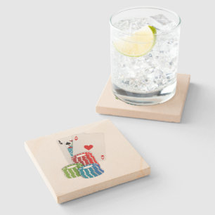 Blackjack met Poker Chips Stenen Onderzetter