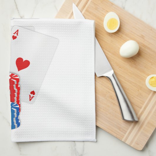 Blackjack met Poker Chips Theedoek (Quarter Fold)