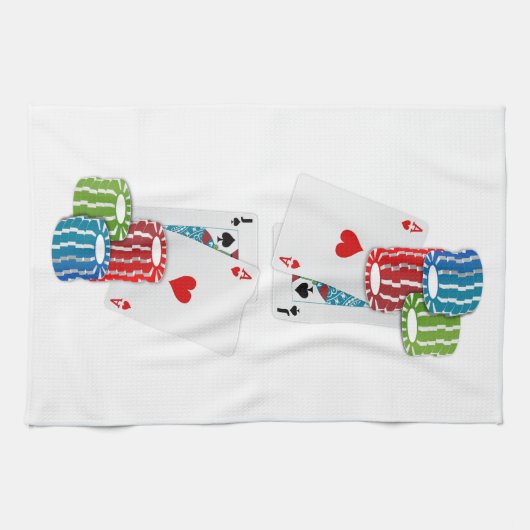 Blackjack met Poker Chips Theedoek (Horizontaal)