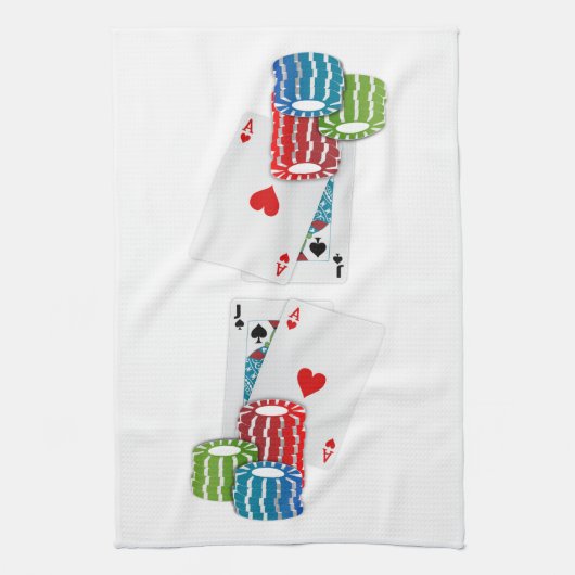 Blackjack met Poker Chips Theedoek (Verticaal)