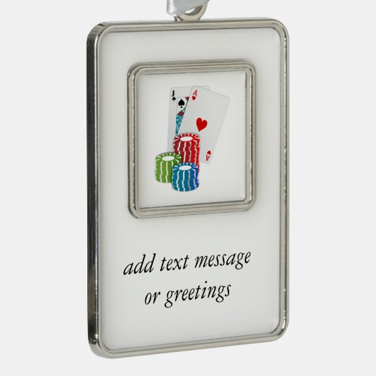 Blackjack met Poker Chips Verzilverd Omlijst Ornament (Rechts)