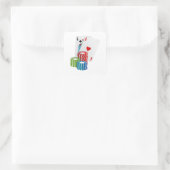 Blackjack met Poker Chips Vierkante Sticker (Tas)