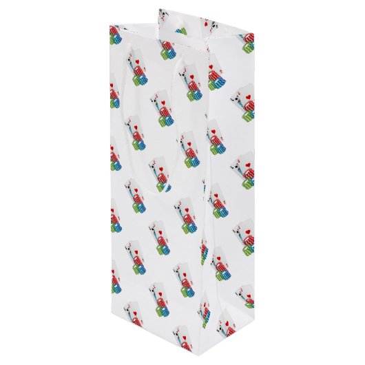 Blackjack met Poker Chips Wijn Cadeautas (Achterkant Gekanteld)