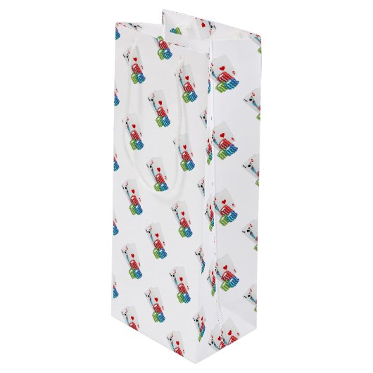 Blackjack met Poker Chips Wijn Cadeautas (Voorkant Gekanteld)