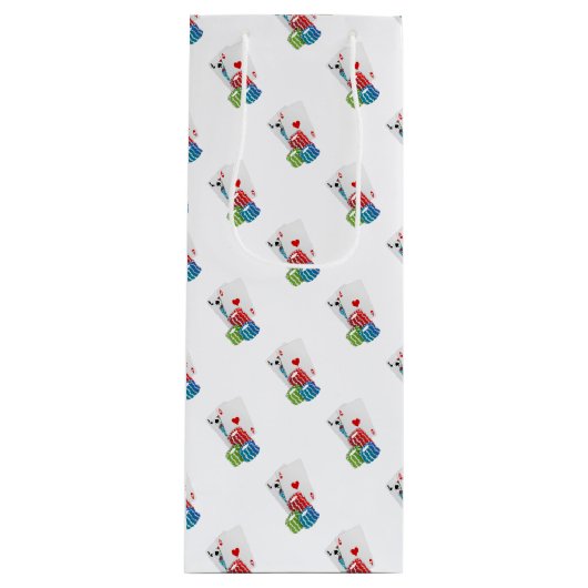 Blackjack met Poker Chips Wijn Cadeautas (Voorkant)