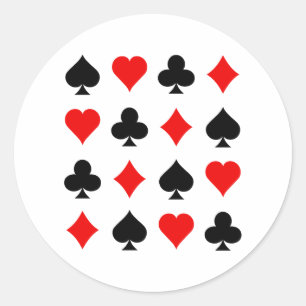 Blackjack / Poker Kaart Suits: Vectorkunst: Ronde Sticker