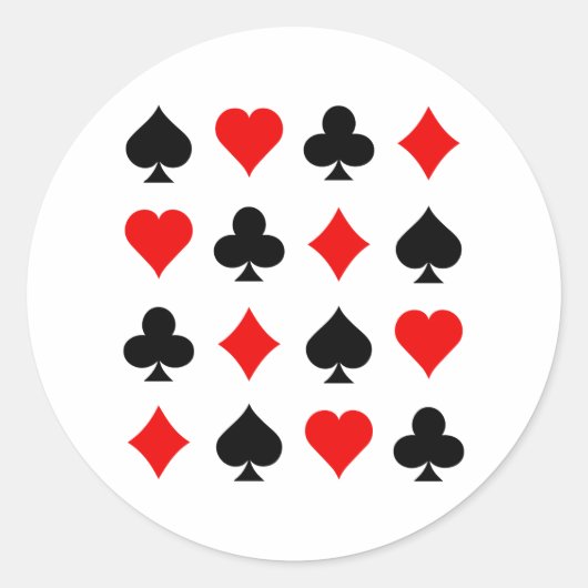 Blackjack / Poker Kaart Suits: Vectorkunst: Ronde Sticker (Voorkant)