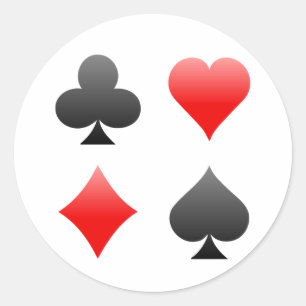 Blackjack / Poker Kaart Suits: Vectorkunst: Ronde Sticker