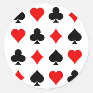 Blackjack / Poker Kaart Suits: Vectorkunst: Ronde Sticker