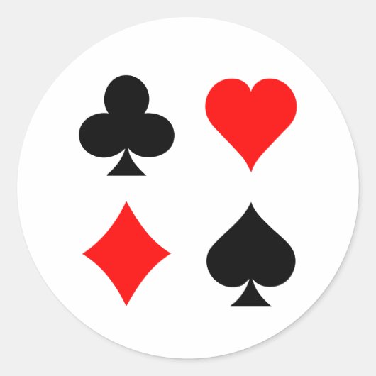 Blackjack / Poker Kaart Suits: Vectorkunst: Ronde Sticker (Voorkant)