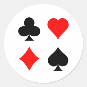Blackjack / Poker Kaart Suits: Vectorkunst: Ronde Sticker