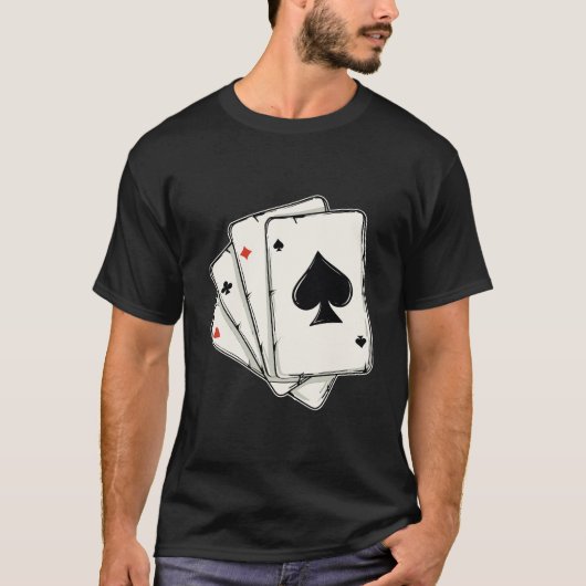 Blackjack Poker Texas Hold'em Gokken Kaarten Spele T-shirt (Voorkant)
