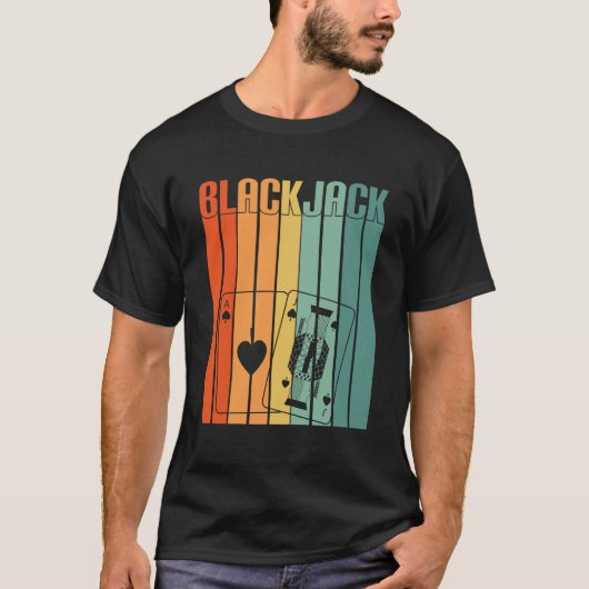 Blackjack Retro 70s Gambling Casino Blackj T-shirt (Voorkant)