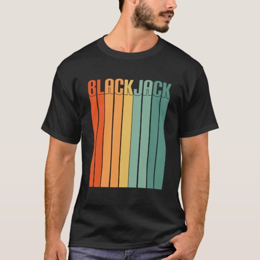 Blackjack Retro  70s Gambling Casino Blackj T-shirt (Voorkant)