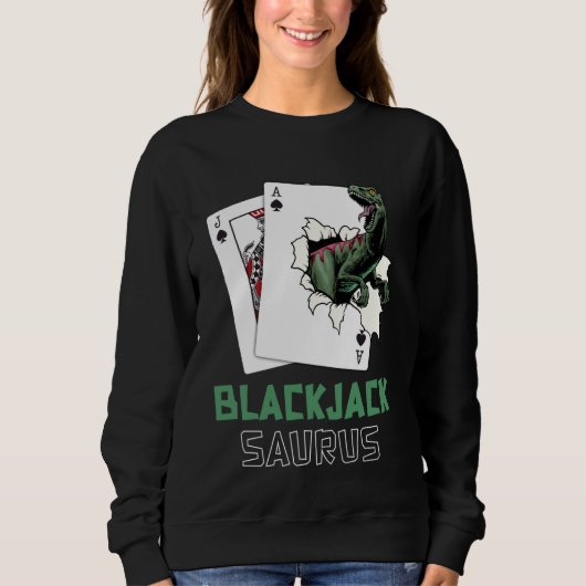 BLACKJACK SAURUS Blackjack Speler Casino Gambler Trui (Voorkant)