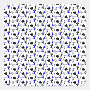 Blackjack schoppen blauw vierkante sticker