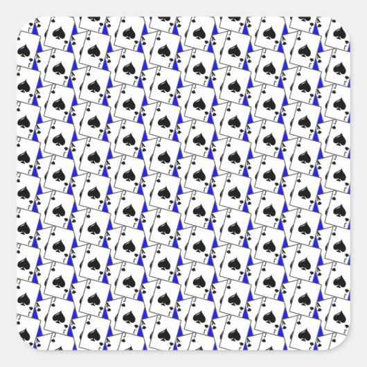Blackjack schoppen blauw vierkante sticker (Voorkant)