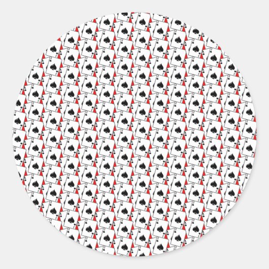 Blackjack schoppen rood ronde sticker (Voorkant)