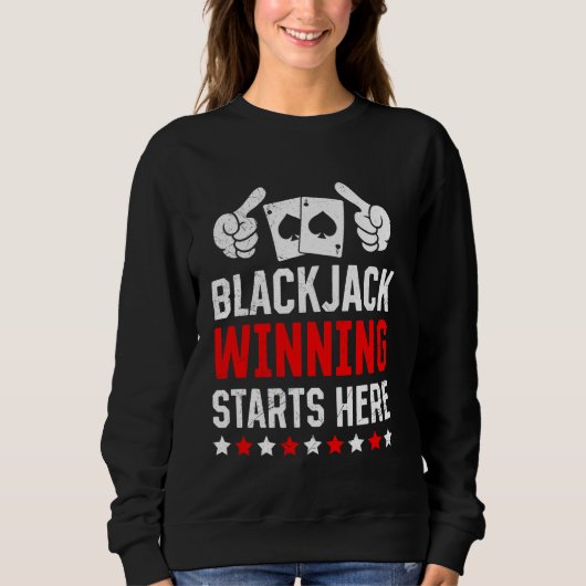BLACKJACK WINNEN BEGINT HIER Grappig Blackjack Spe Trui (Voorkant)