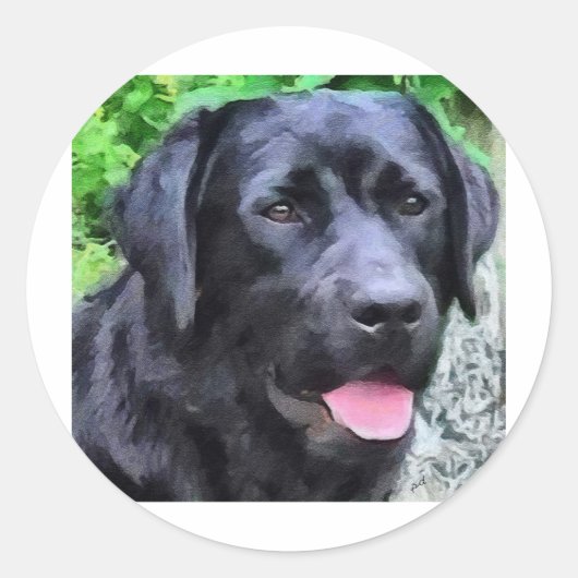 blackLabRizoFull.jpg Ronde Sticker (Voorkant)