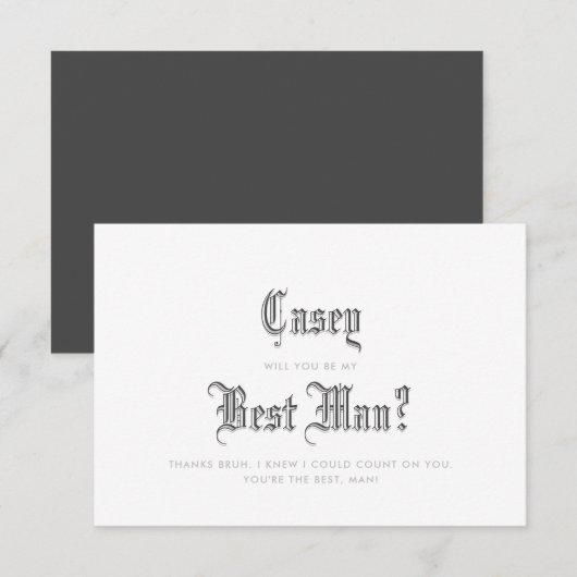 Blackletter Best Man Invitation RSVP Kaartje (Voorkant / Achterkant)