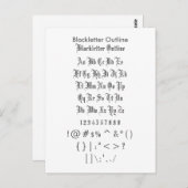 Blackletter overzicht Zazzle Font Sampler Blad Briefkaart (Voorkant / Achterkant)