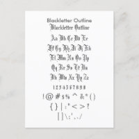 Blackletter overzicht Zazzle Font Sampler Blad
