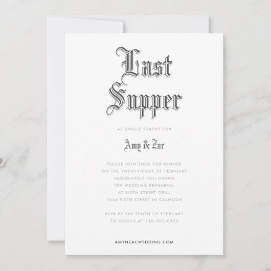 Blackletter-repetitie Inbeluitnodiging Kaart (Voorkant)