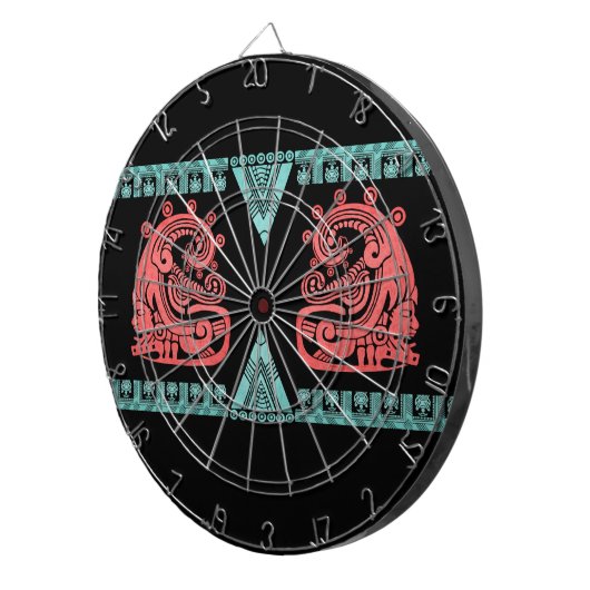 Blacklight Aztec Warrior Hieroglyph Dartbord (Voorkant Rechts)