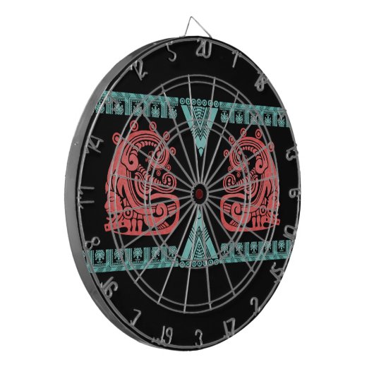 Blacklight Aztec Warrior Hieroglyph Dartbord (Voorkant Links)