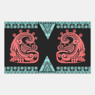 Blacklight Aztec Warrior Hieroglyph Rechthoekige Sticker