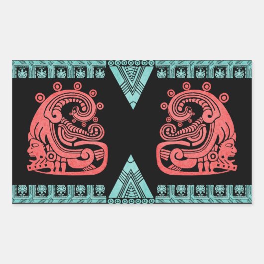 Blacklight Aztec Warrior Hieroglyph Rechthoekige Sticker (Voorkant)