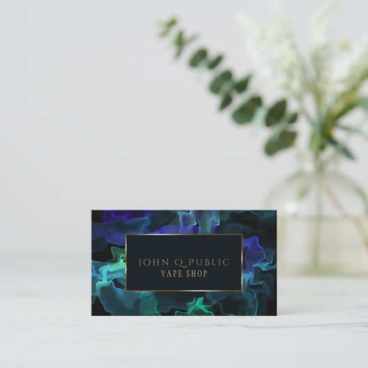 Blacklight Blauw Teal Groen Damp voor Vape Winkels Visitekaartje (Staand voorkant)