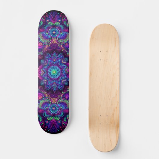 blacklight-graffitipatroon persoonlijk skateboard (Voorkant)