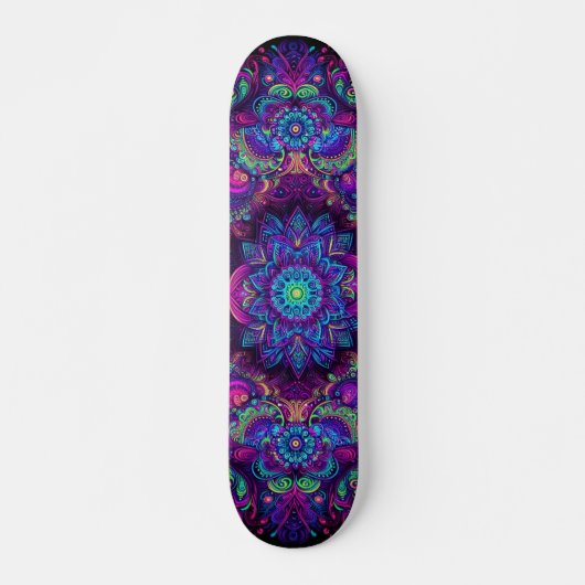 blacklight-graffitipatroon persoonlijk skateboard (Voorkant)