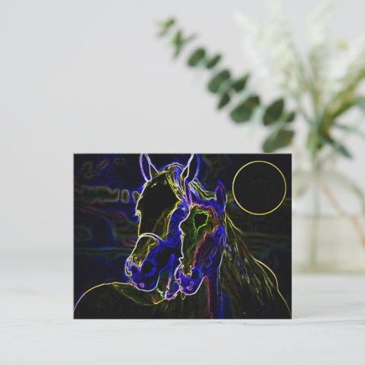 Blacklight Horses Briefkaart (Staand voorkant)